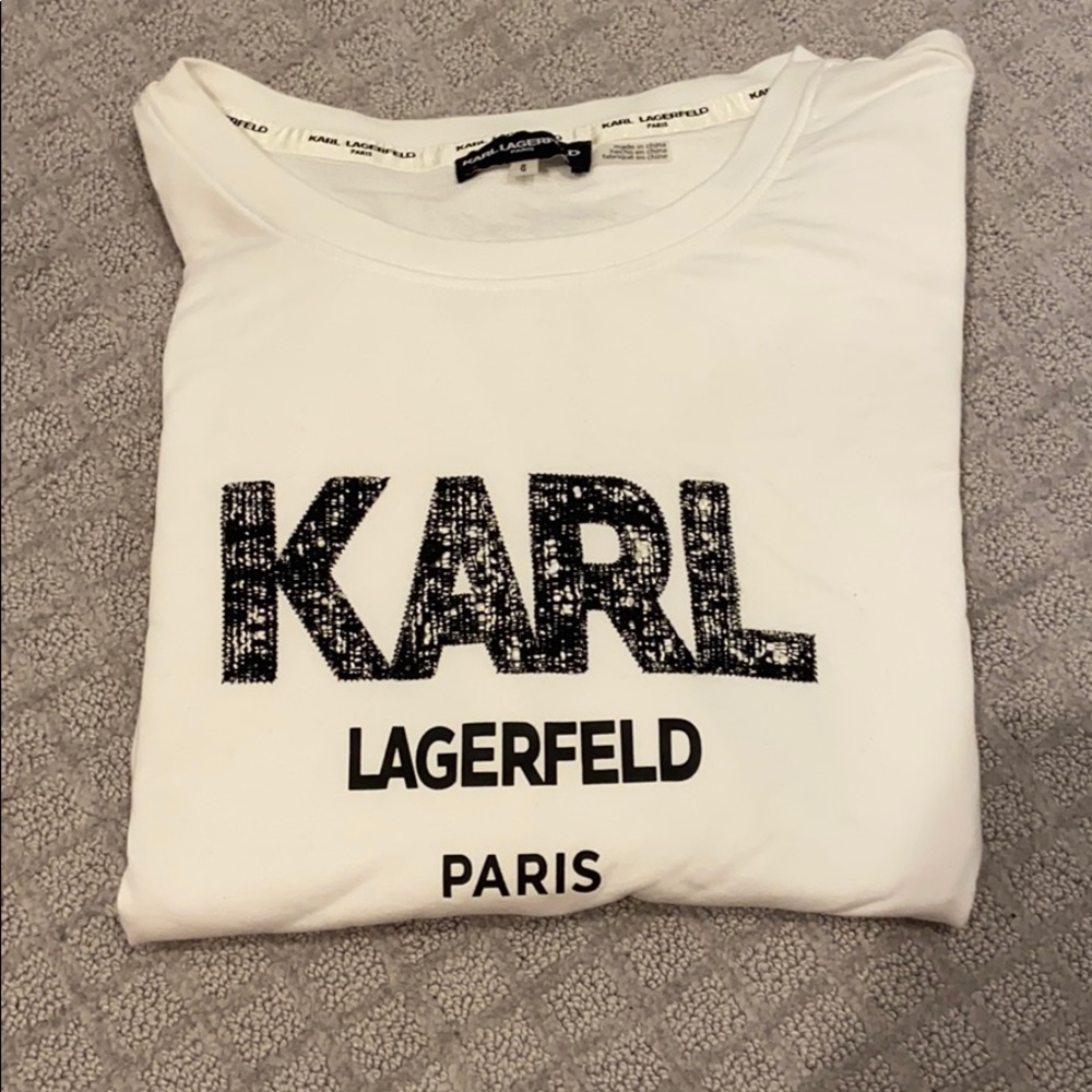 NWOT Karl Lagerfeld Sweater with Embroidered Karl